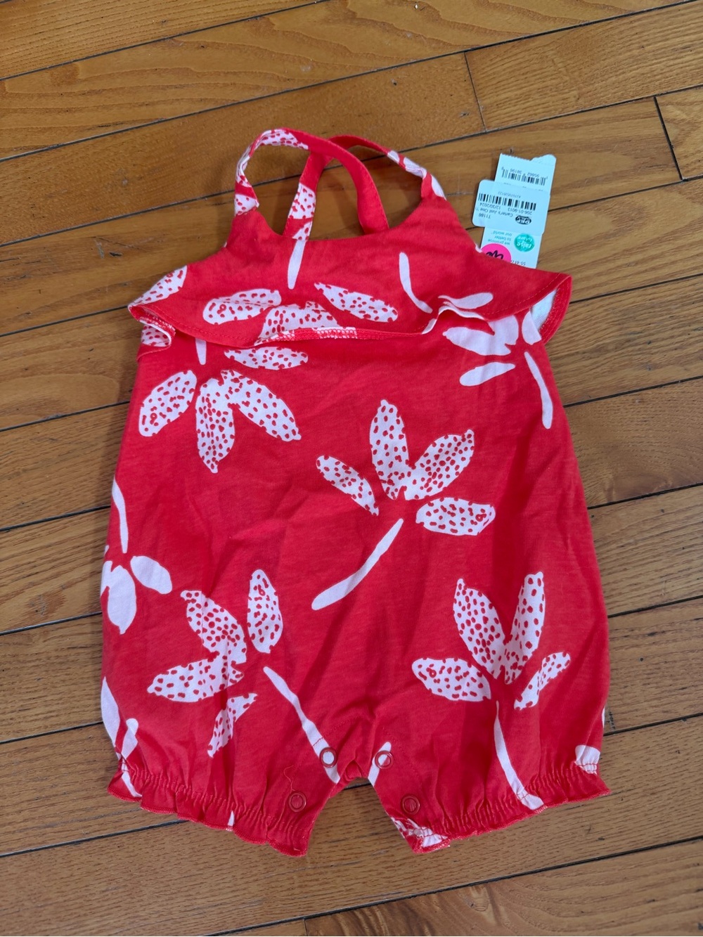 Carter's Red Floral Strap Bubble One-Piece 3 month NWT
